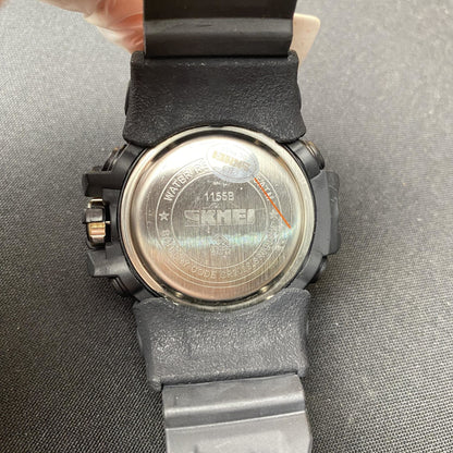 Skmei Rubber Chronograph Big Watch W/Metal Box - Black/Blue