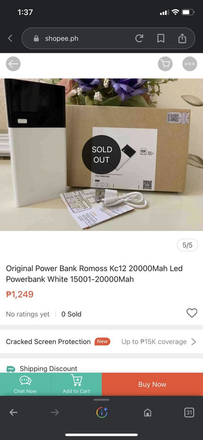 Romoss Power Bank (KC12) - White/Black