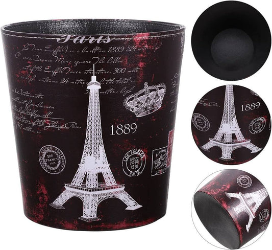 Leather Office Trash Can - Eiffel Tower & Paris Design
