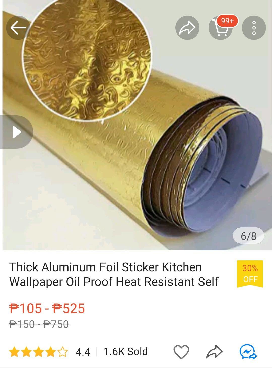 Kitchen Aluminum Foil Stickers Waterproof PVC Self-adhesive Wall Stickers 30cm (Assorted)