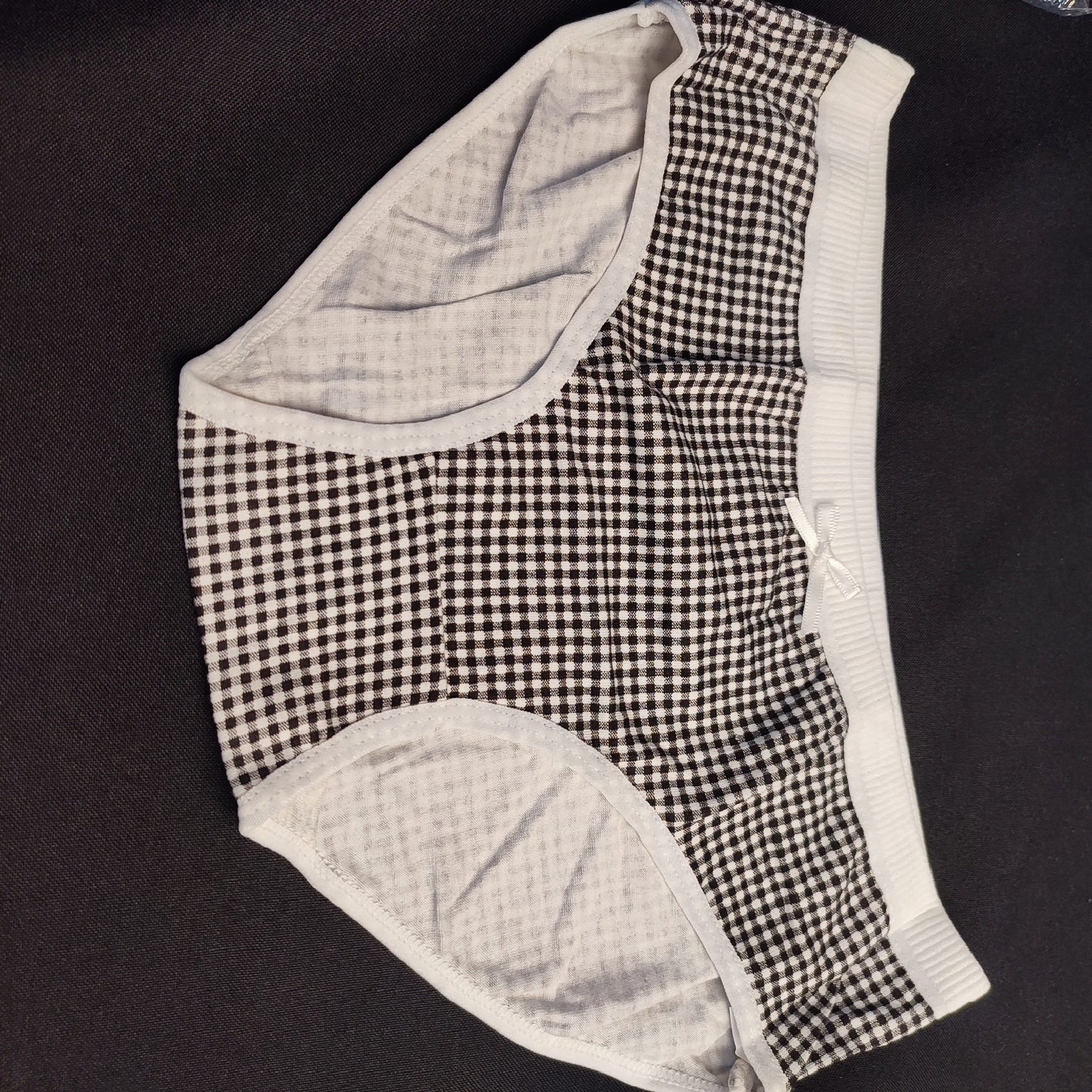 (I5VD3)Women 's Underwear Cotton Breathable Plaid Bowknot Panties - Size: Extra Large