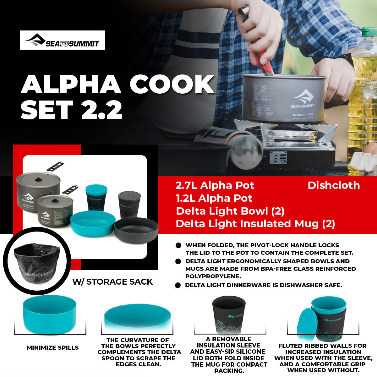 Sea to Summit Alpha Cookset Camping Cookware - International Mall Pull-out