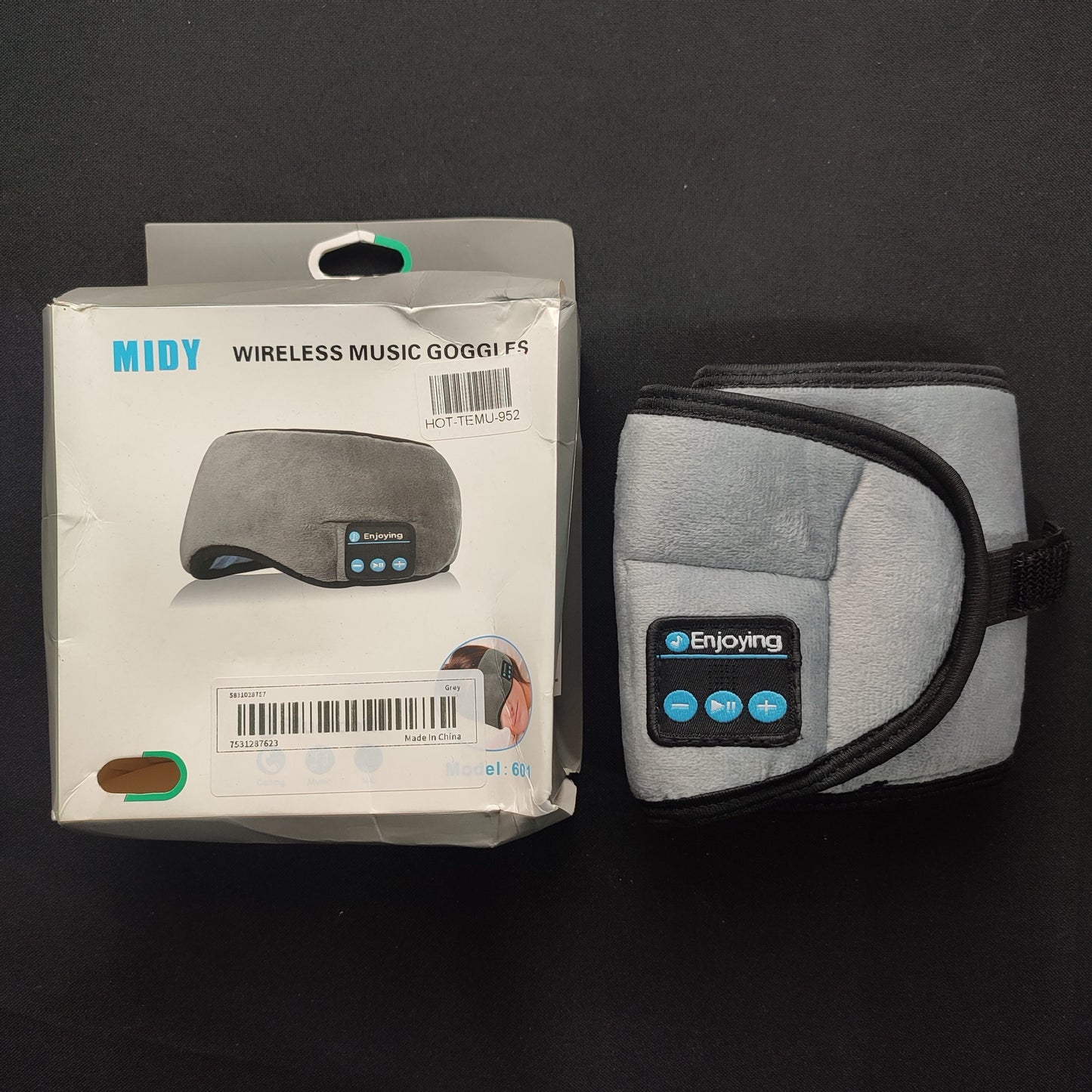 Model: 610 MIDY Wireless Music Goggles Eye Mask Earphone - Grey