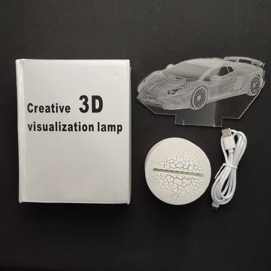 Creative 3D Visualization Lamp Crack Touch Colorful Car