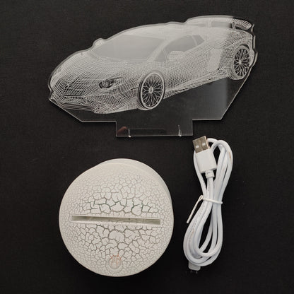 Creative 3D Visualization Lamp Crack Touch Colorful Car