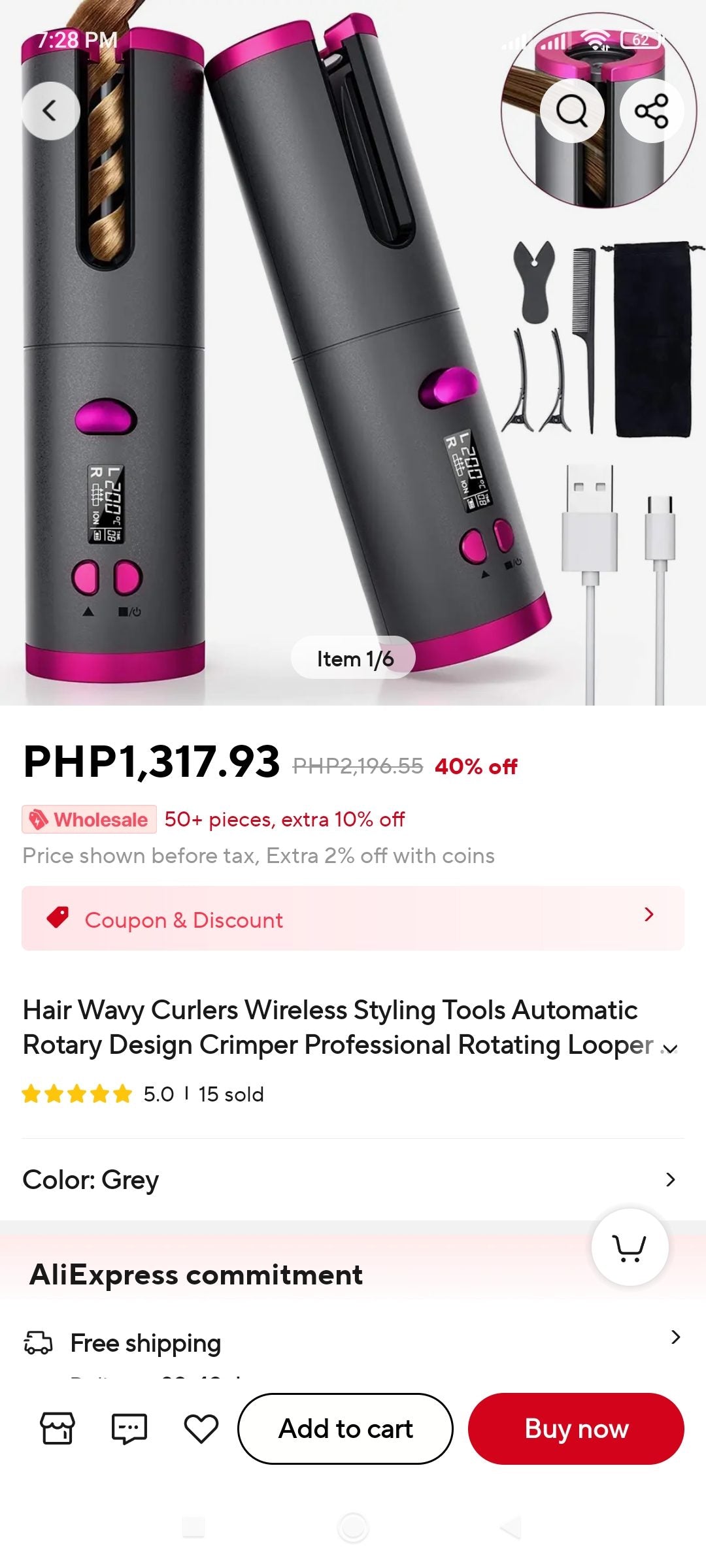 HG-009 Cordless Automatic Curler 34W - Cyan Green
