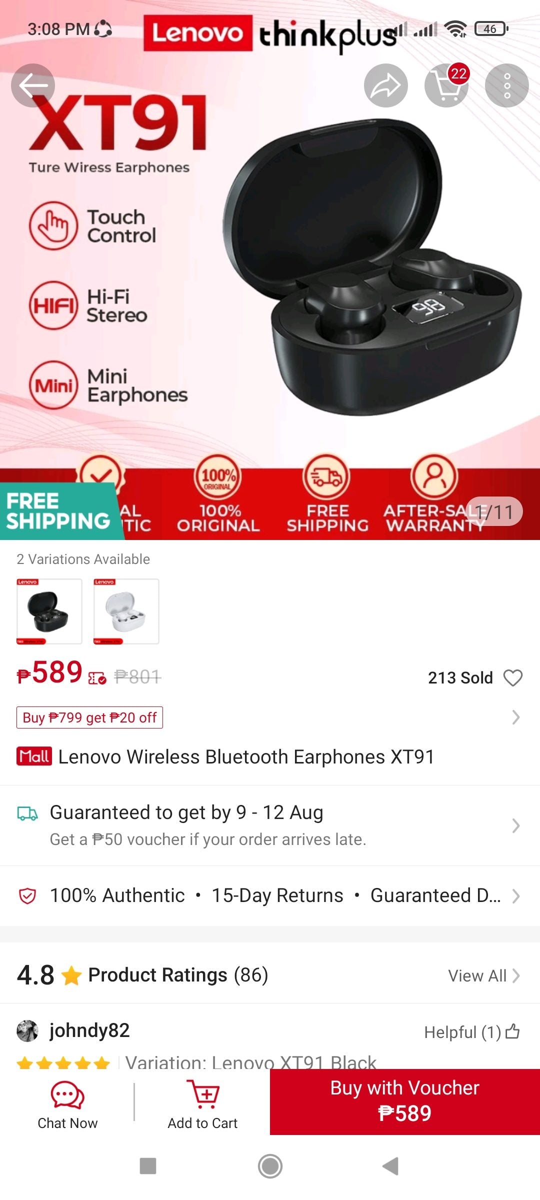Lenovo Thinkplus LivePods XT91 - Black