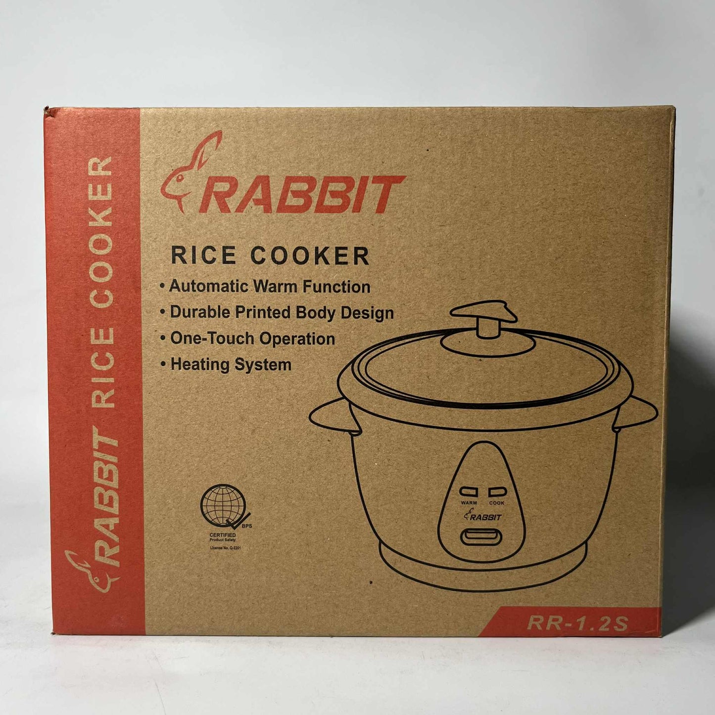 Rabbit Rice Cooker 1.2 liters Red Drum type Glass Lid RR 1.2 S