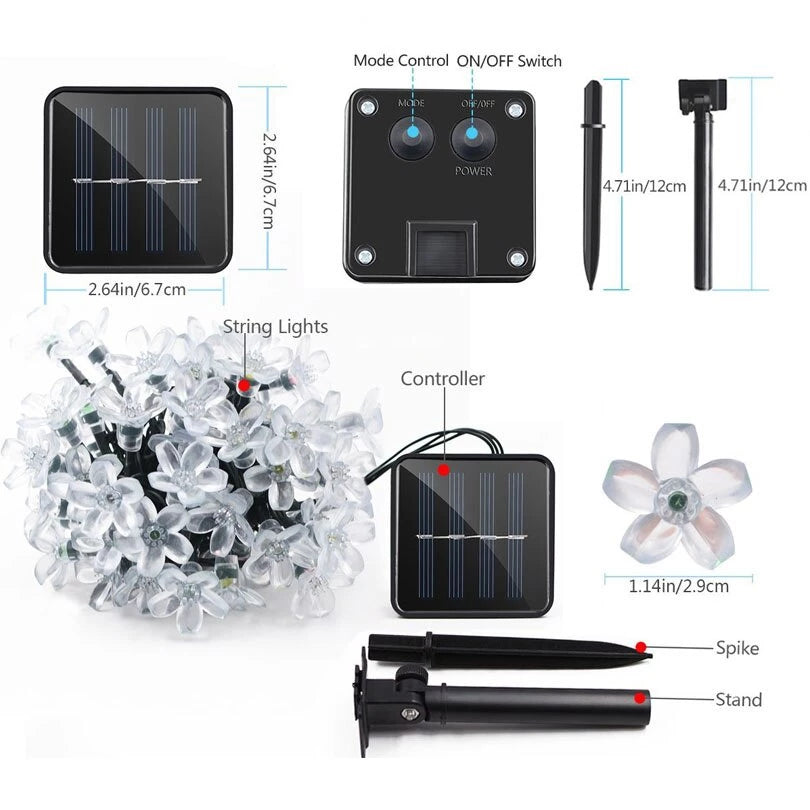 [PO]Peach Blossom Christmas Lights 50LED solar powered LED String Light