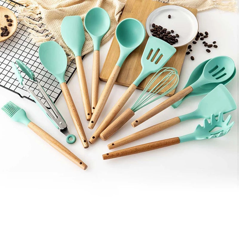 [ZH1471] Silicone Utensils Set with Platic Holder