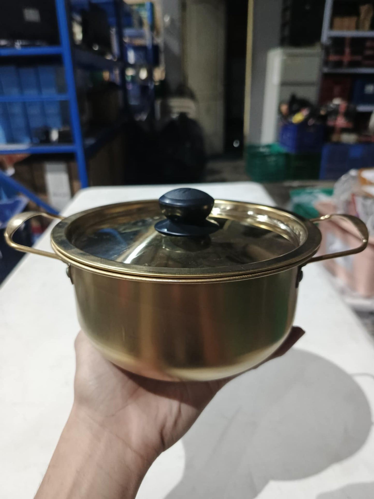 [A1-1281] 18cm Korean Instant Noodle Pot Stainless Steel Ramen Pot Gold Plated