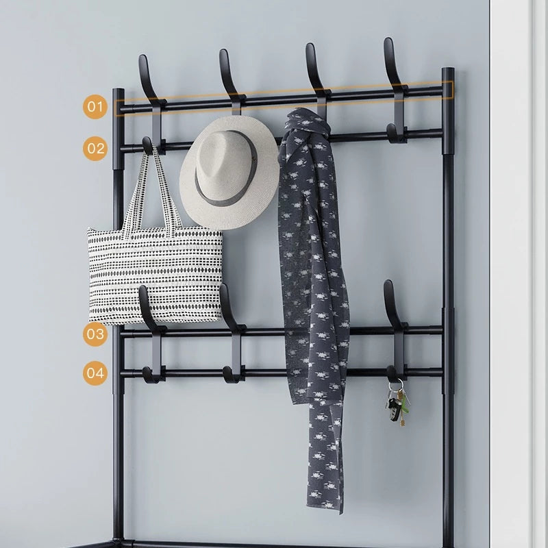 [PO] Multifunctional Shoe Rack Organizer Simple floor coat rack shoe rack integrated household shoe hat