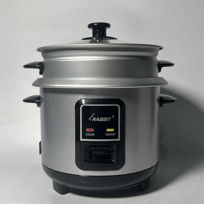 Rabbit Rice Cooker 1.2 liters Silver body Glass Lid w/ Steamer RRC 1.2L G