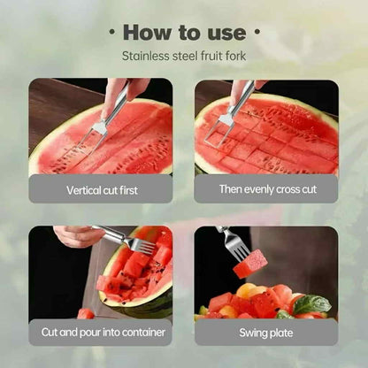 Stainless Steel Watermelon Slicer Fork 2in1
