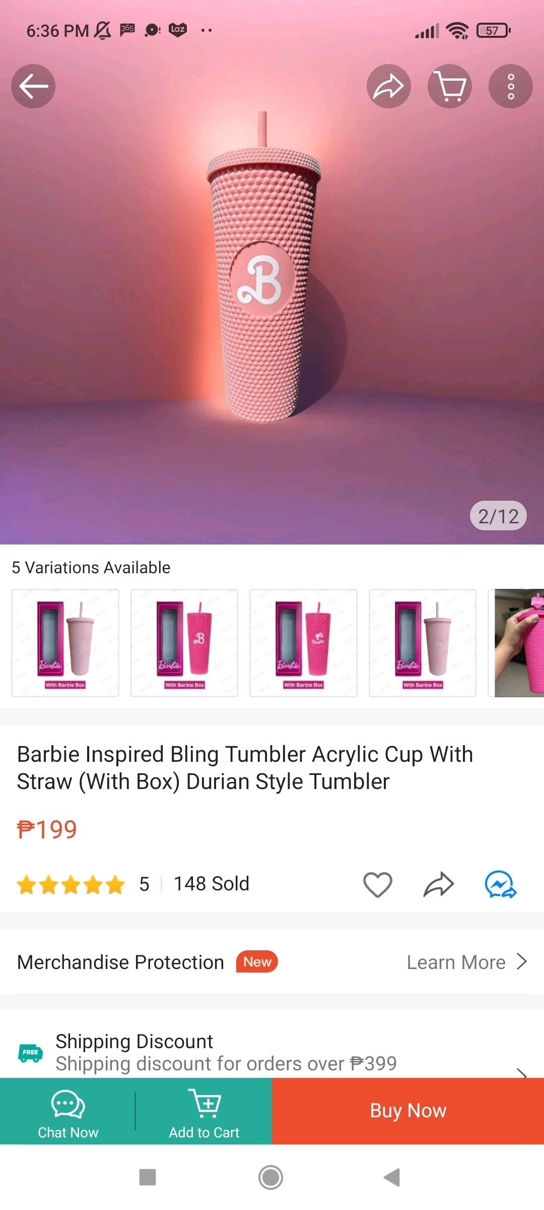 Pink Barbie Cup Studded Tumbler