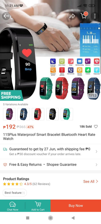 Model 118plus Smart Bracelet - Black