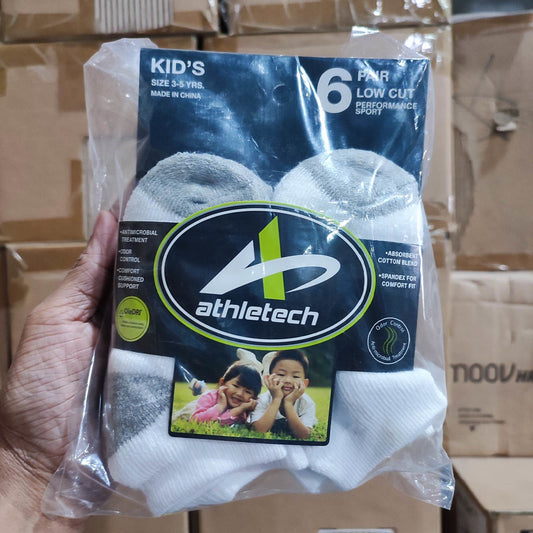 Athletech Kids Socks Size: 3-5 Yrs Old Low Cut 6pairs (53T00003-6) - International Mall Pull-out