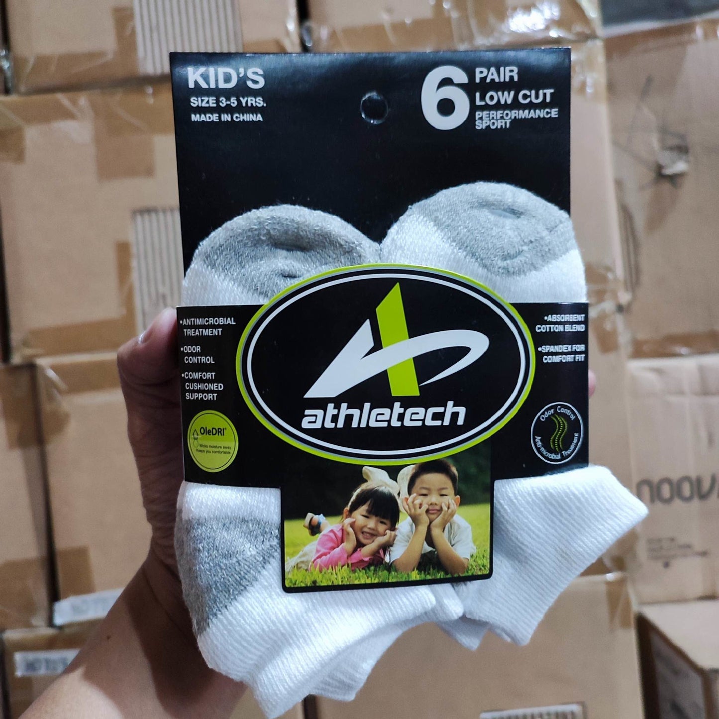 Athletech Kids Socks Size: 3-5 Yrs Old Low Cut 6pairs (53T00003-6) - International Mall Pull-out