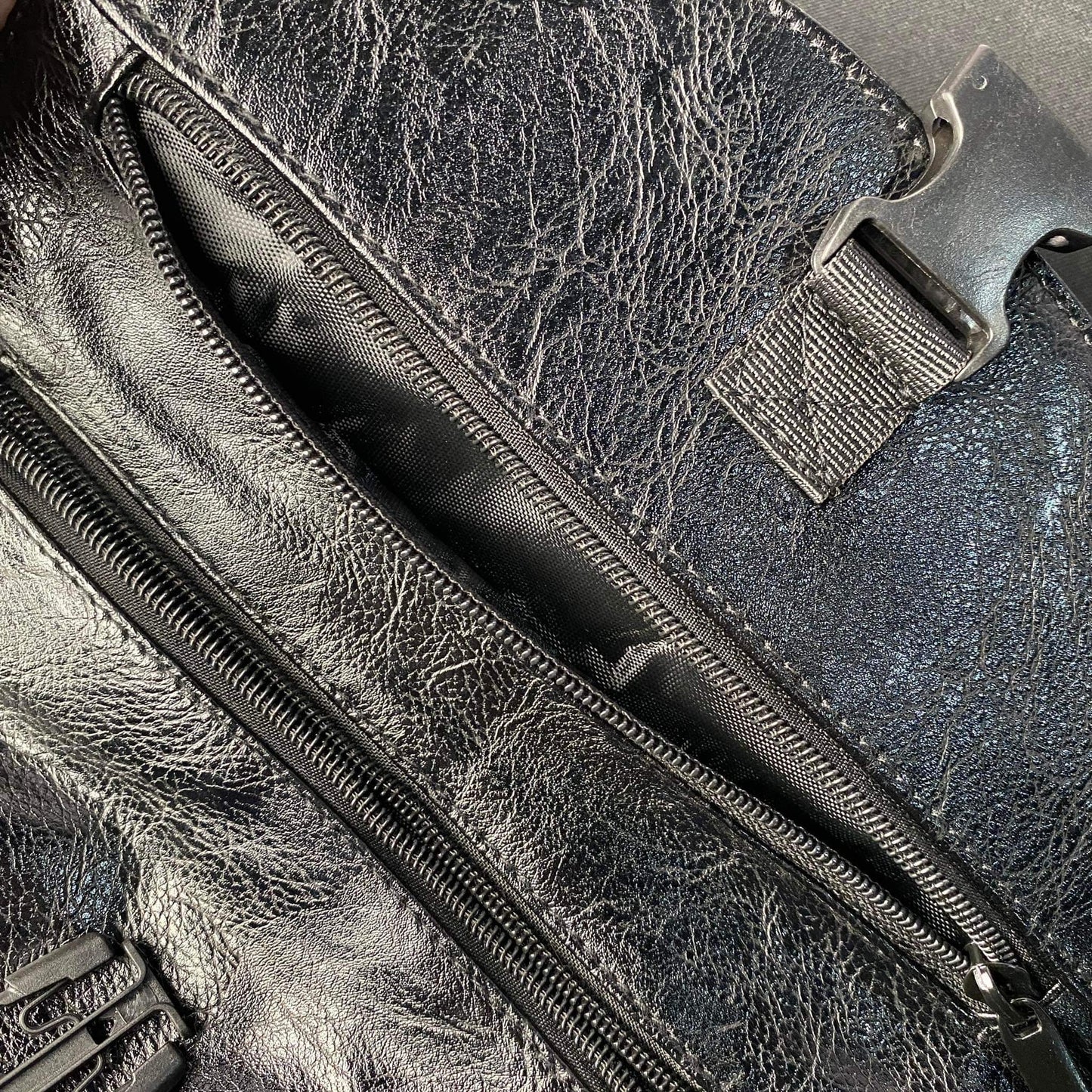Korean Black Crossbody Chest Bag Leather
