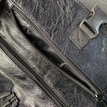 Korean Black Crossbody Chest Bag Leather