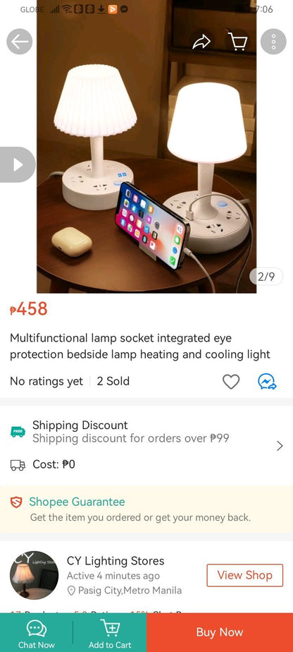 Retractable Bedside Socket Table Lamp