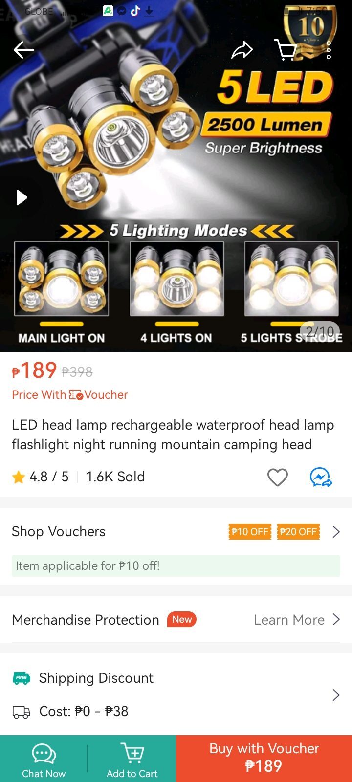 A2-078 Rechargeable High Power 5 Headlamp