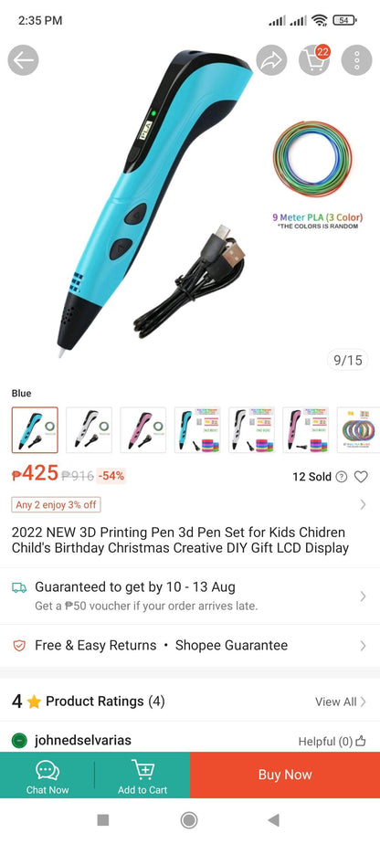 3D Printing Pen 3 Draw your Dream 3D Pen - White