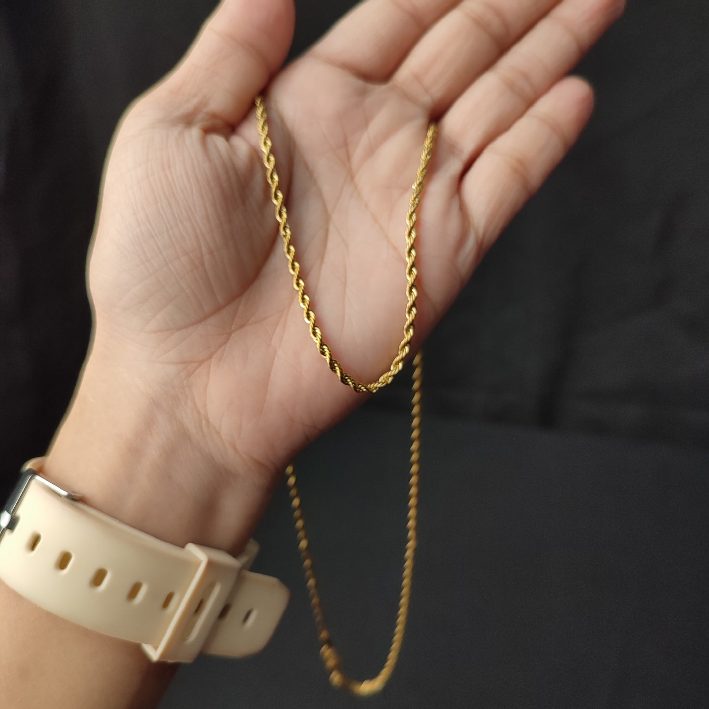 Gold Twisted Rope Chain Necklace (2mm*24inches) with Color Box
