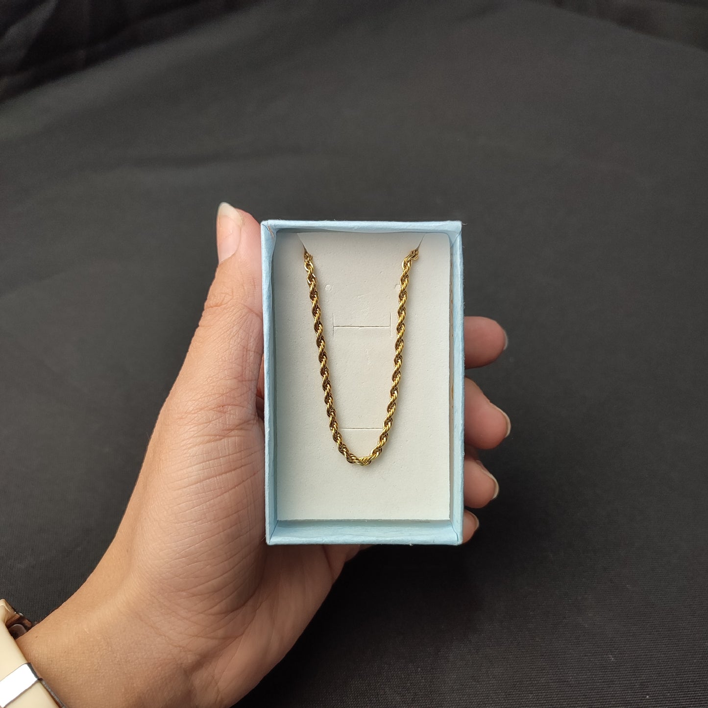 Gold Twisted Rope Chain Necklace (2mm*24inches) with Color Box