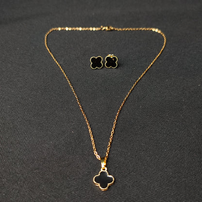 VCA 2 in 1 Jewelry Set Necklace & Earring 4-Leaf Clover w/ Color Box
