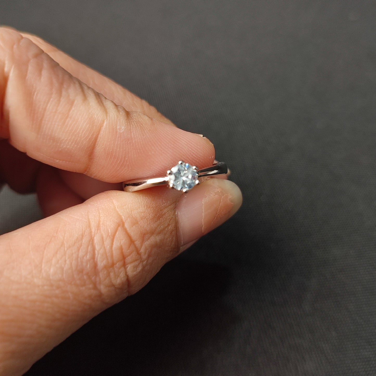 Adjustable Silver Ring for Women (Center Stone 6-Prong Crown Design)