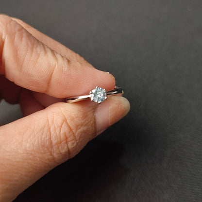 Adjustable Silver Ring for Women (Center Stone 6-Prong Crown Design)