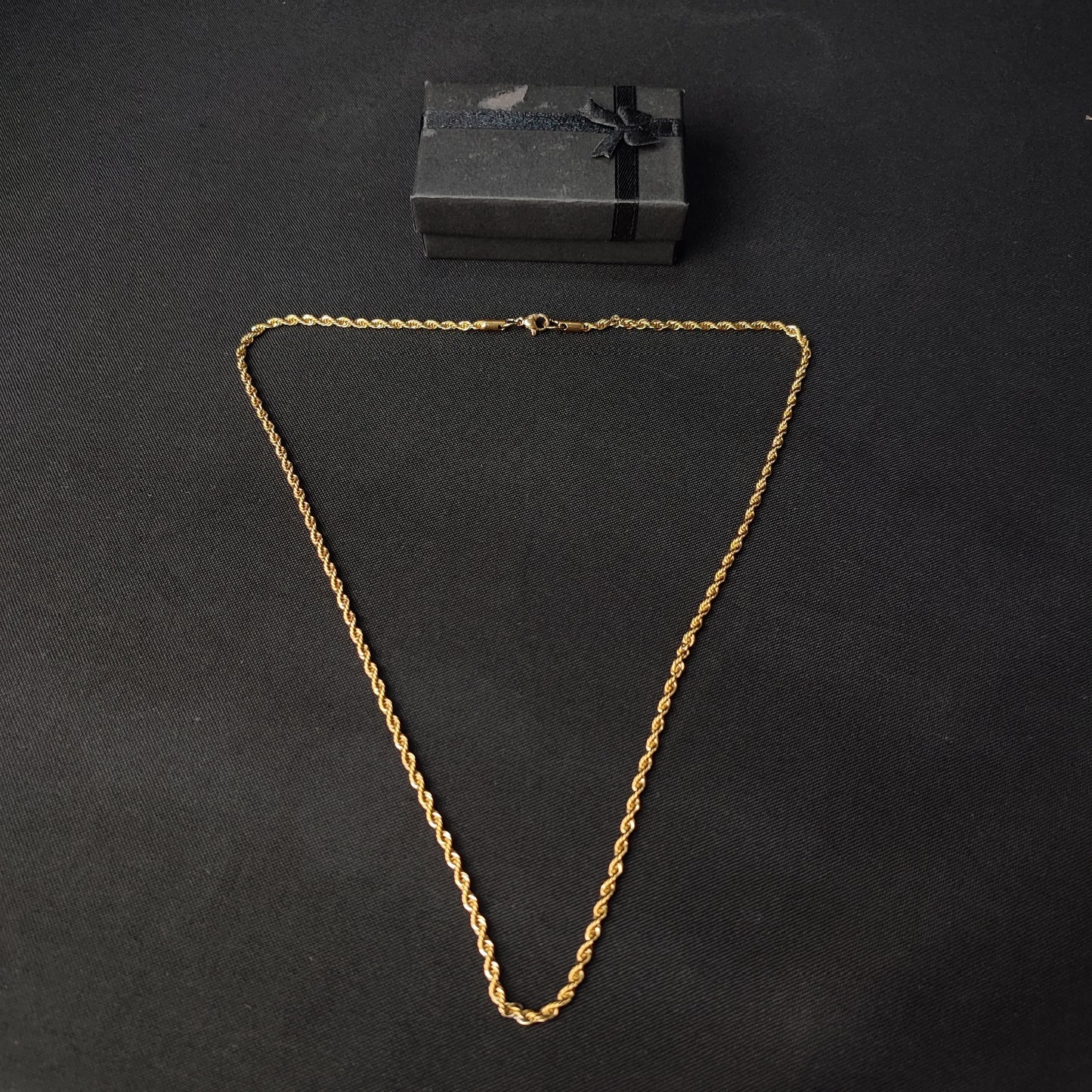 Gold Twisted Rope Chain Necklace (2mm*24inches) with Color Box