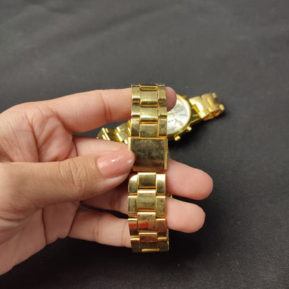 Michael Kors 3 Gold Analog Couple Watch - Gold Hour Hand with MK Quality Box