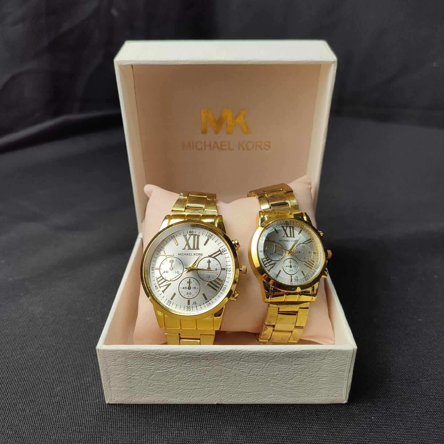 Michael Kors 3 Gold Analog Couple Watch - Gold Hour Hand with MK Quality Box