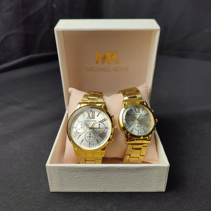 Michael Kors 3 Gold Analog Couple Watch - Gold Hour Hand with MK Quality Box