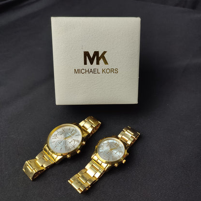 Michael Kors 3 Gold Analog Couple Watch - Gold Hour Hand with MK Quality Box