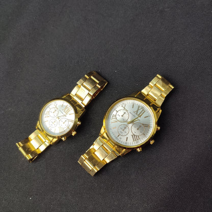 Michael Kors 3 Gold Analog Couple Watch - Gold Hour Hand with MK Quality Box