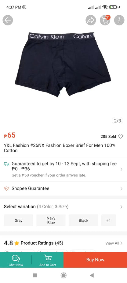 Calvin Klein Boxer Brief Black without Box (IMITATION ONLY)