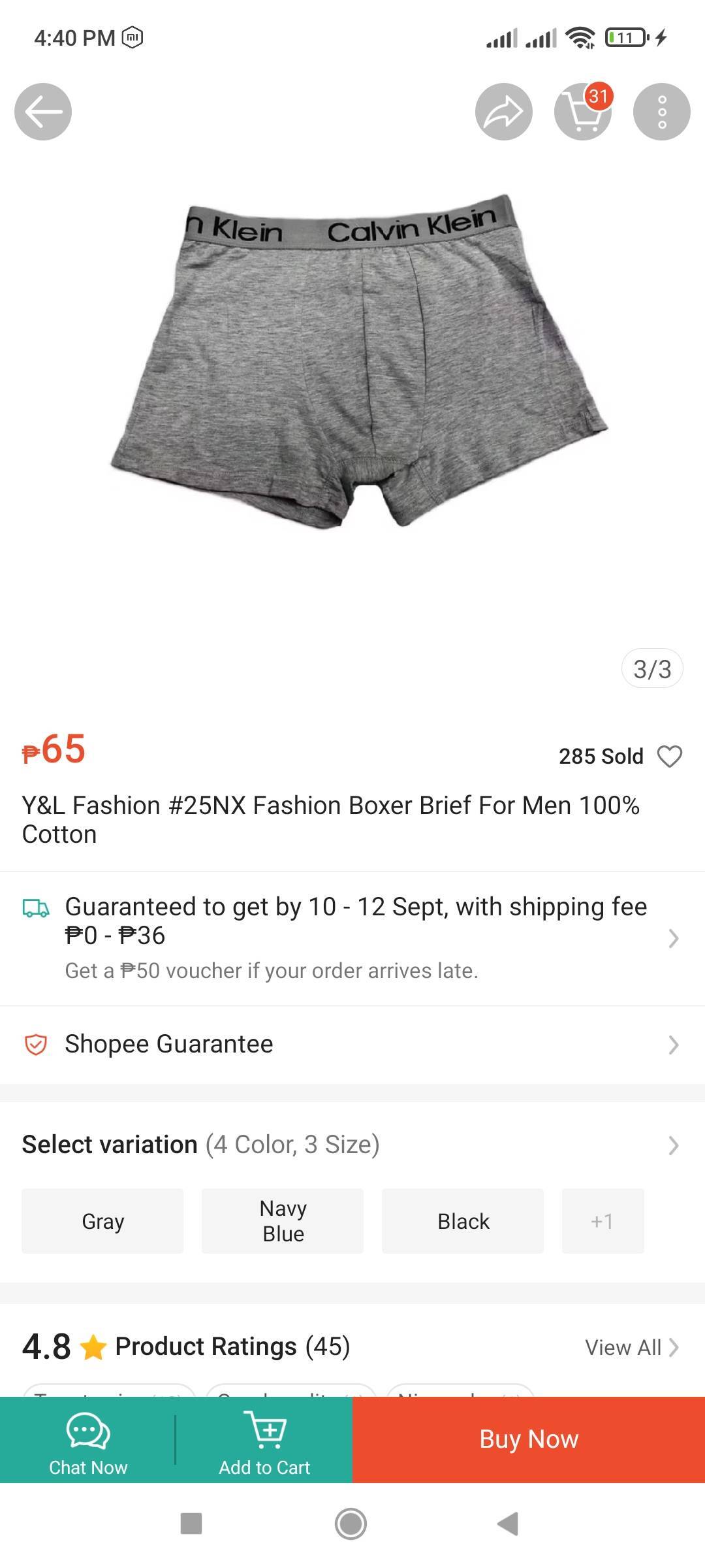 Calvin Klein Boxer Brief Gray without Box (IMITATION ONLY)