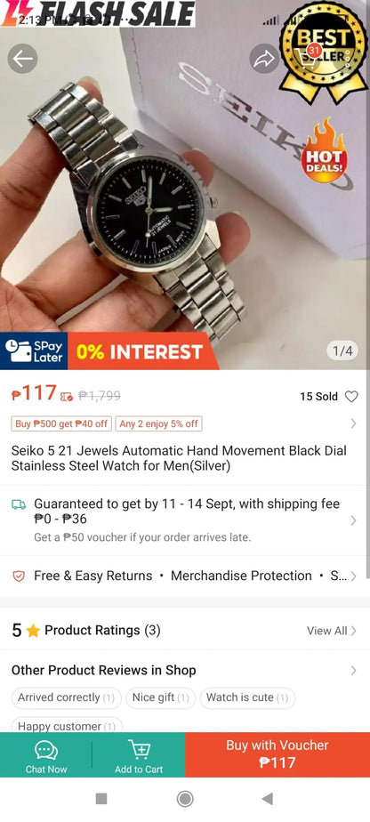 Seiko 5 Men's Analog Silver Watch Glow Hand with Seiko Quality Box