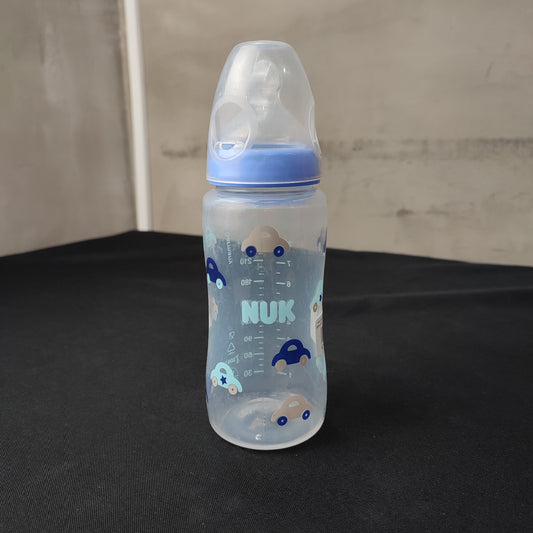 NUK Baby Bottle Anti-Colic Teat 300ml Blue Cars With Cap-Blue Cars