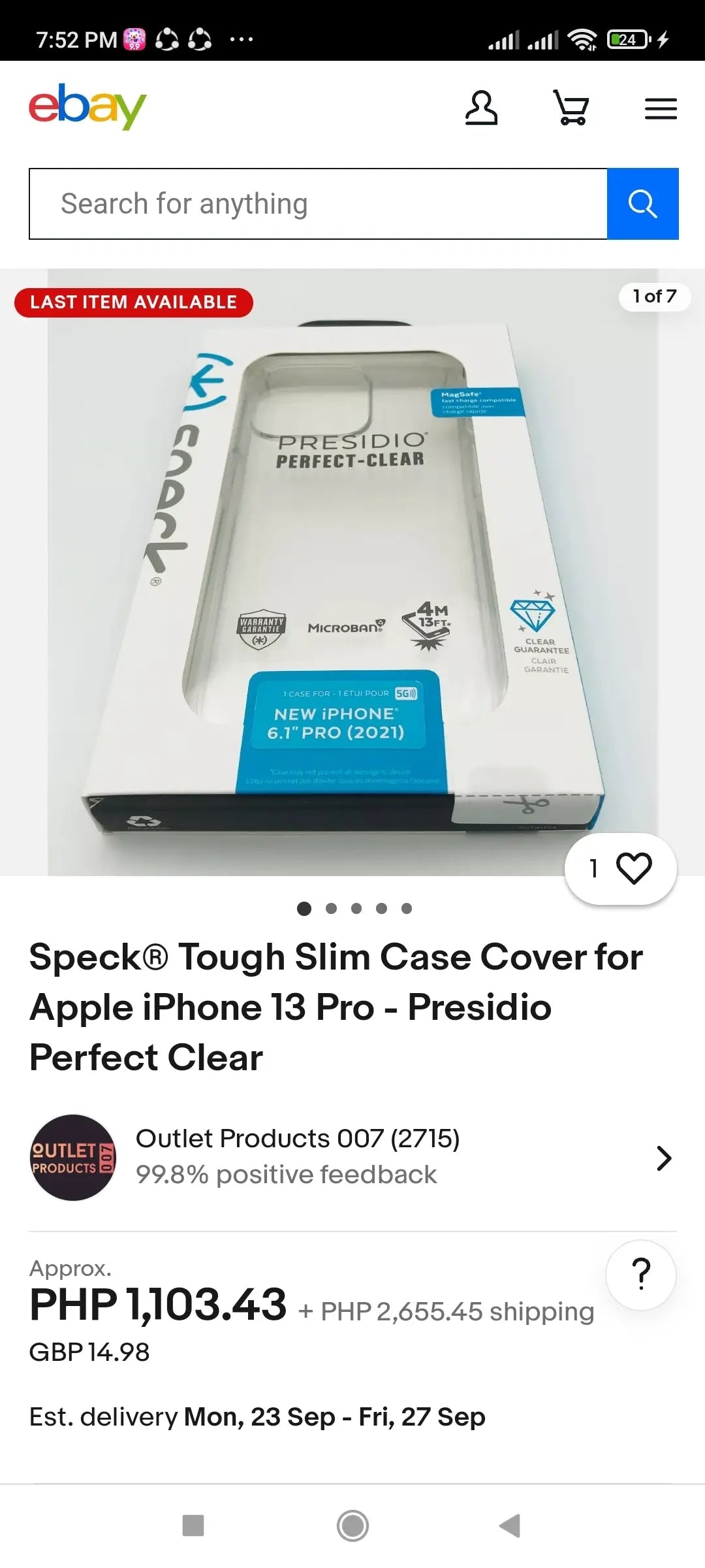 SPECK ( UNIT: IPHONE 13 PRO MAX & IPHONE 12 PRO MAX COLOR: PRESIDIO 2