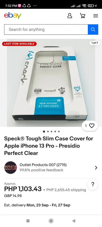 SPECK ( UNIT: IPHONE 13 PRO MAX & IPHONE 12 PRO MAX COLOR: PRESIDIO 2
