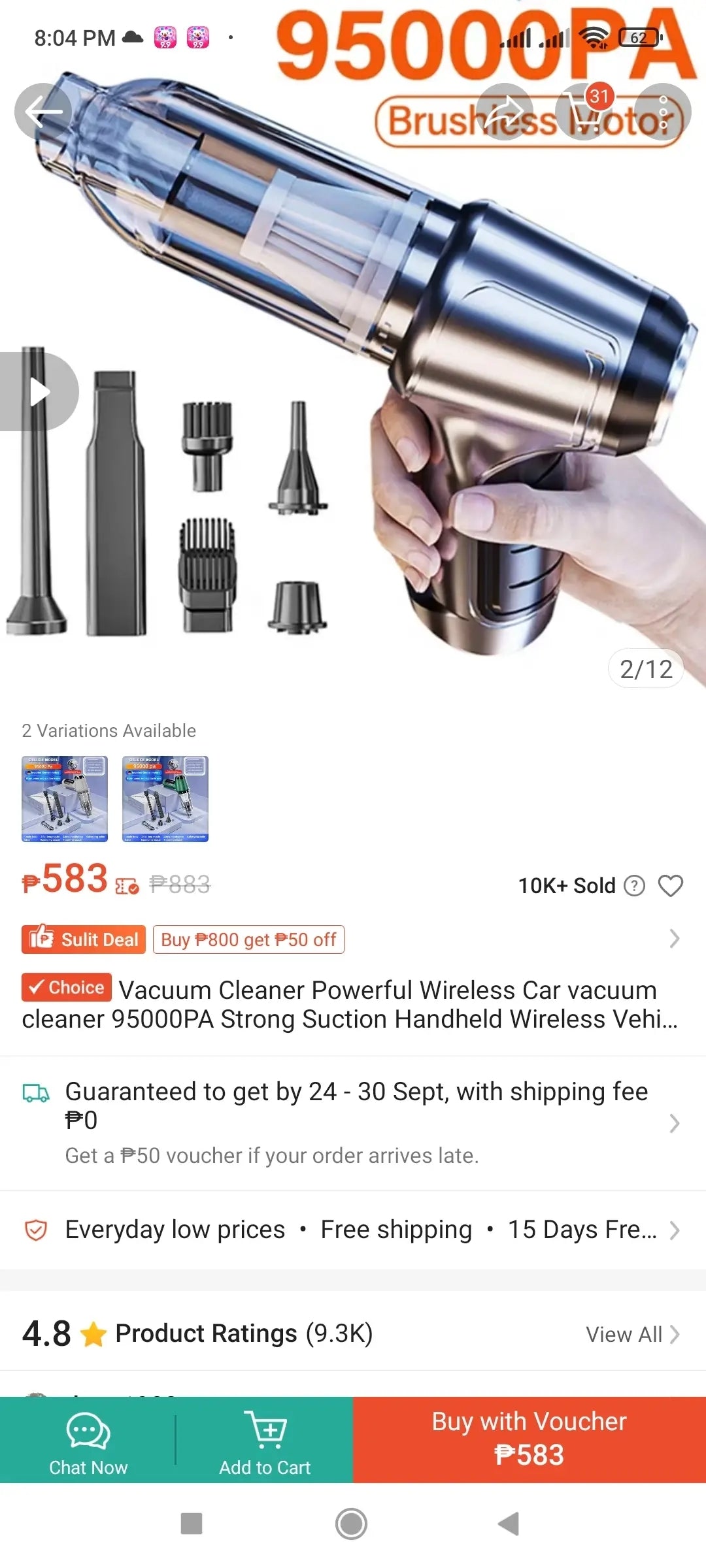 KY-107 Multifunction Vacuum Cleaner with Accessories - Grey