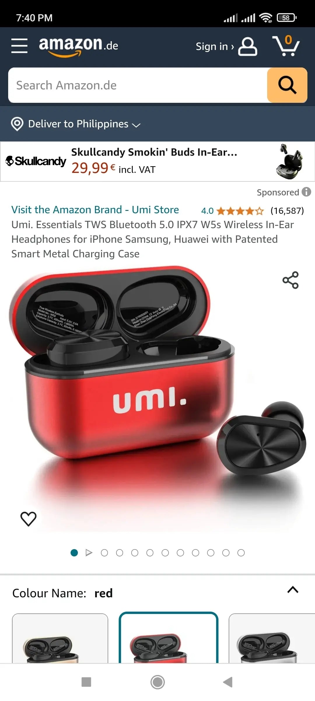 W5S UMI. True Wireless Earbuds - Gray