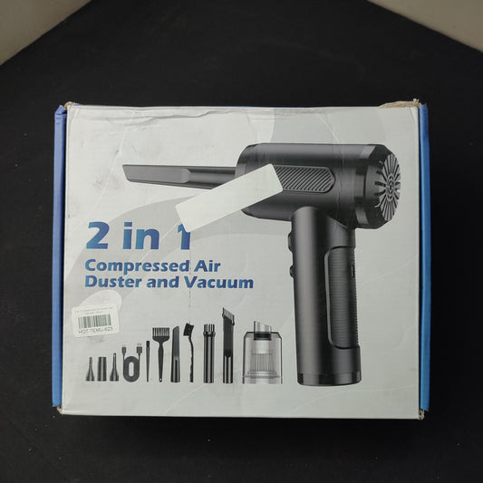 2 in 1 Compressed Air Duster and Vacuum - Black