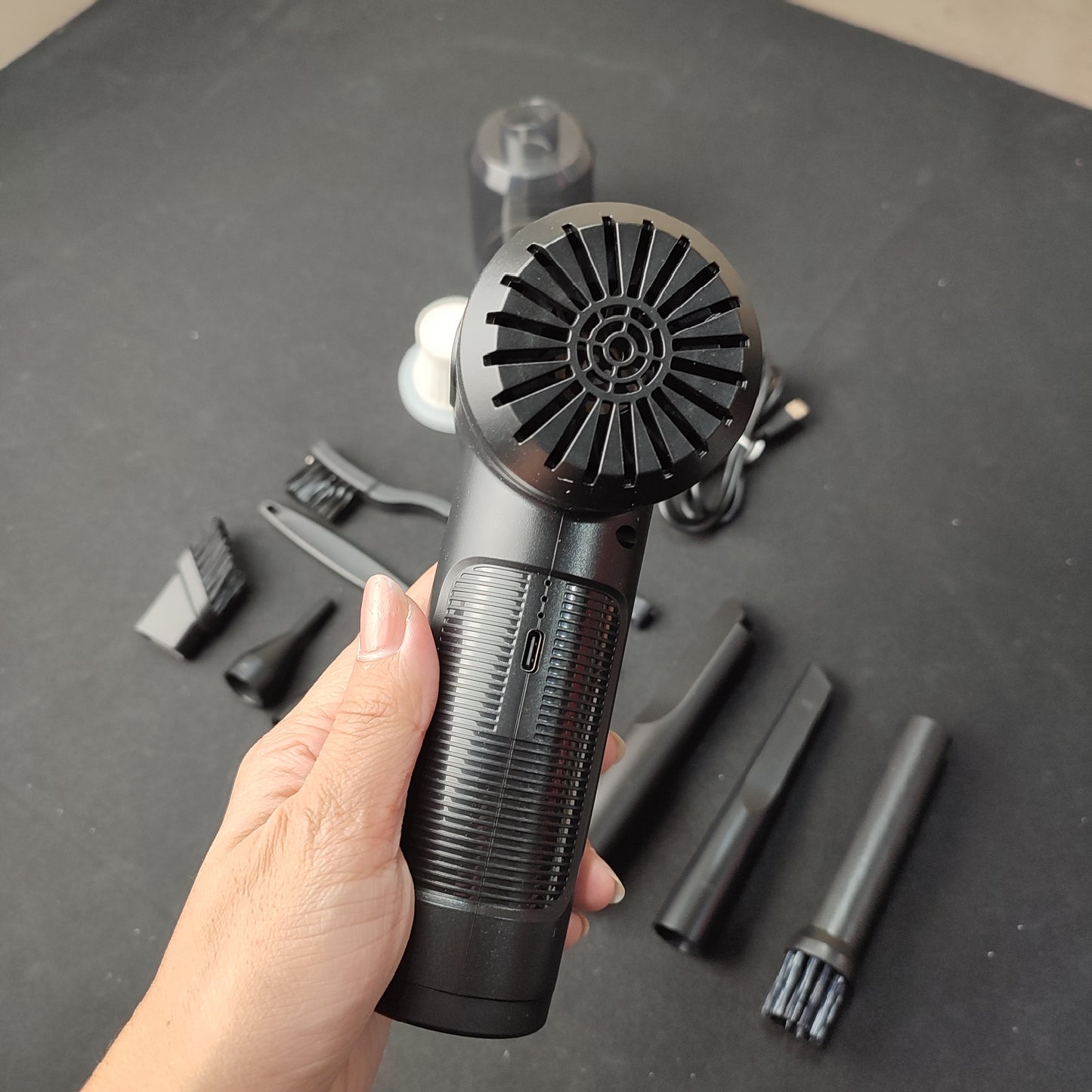 2 in 1 Compressed Air Duster and Vacuum - Black