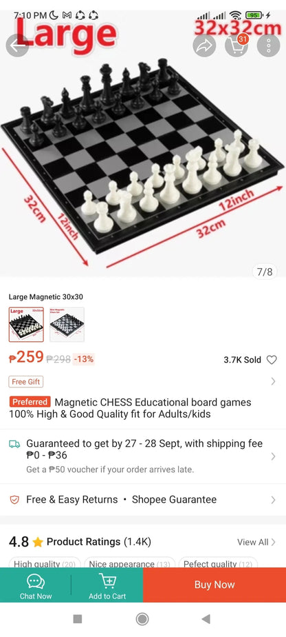 S2201-6 Chess Folding Magnetic Board