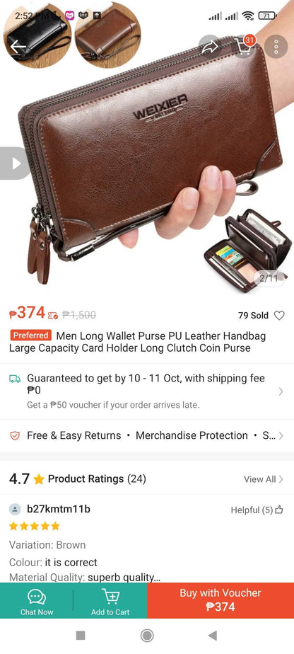 (LPRXPW)High Quality Men's Wallet Long Section of Imported Leather